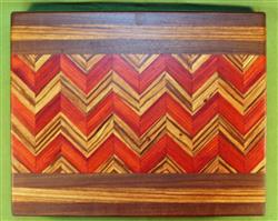 Board #946  Padauk, Zebrawood & Black Walnut Wave Edge Grain Cutting Board 15 1/4" x 12 1/4" x 1 1/2" - $79.99